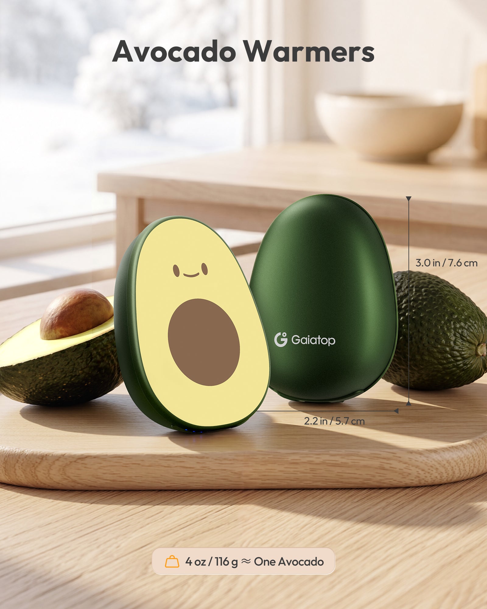 Gaiatop Rechargeable Hand Warmers 2 Pack, Magnetic, Avocado HW-03A