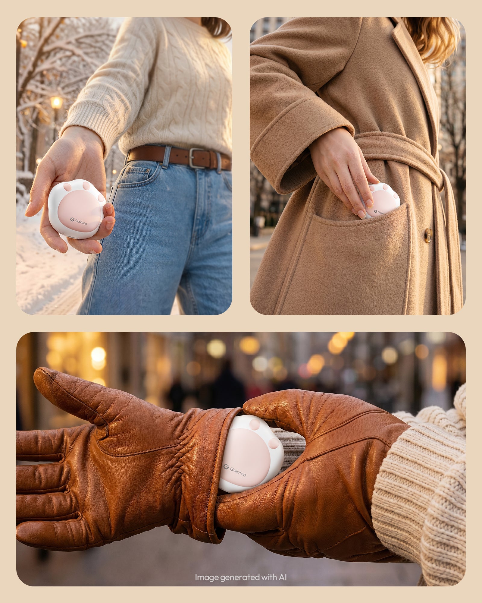 Gaiatop Rechargeable Hand Warmers 2 Pack, Cute Cat Paw Magnetic Design HW-06A