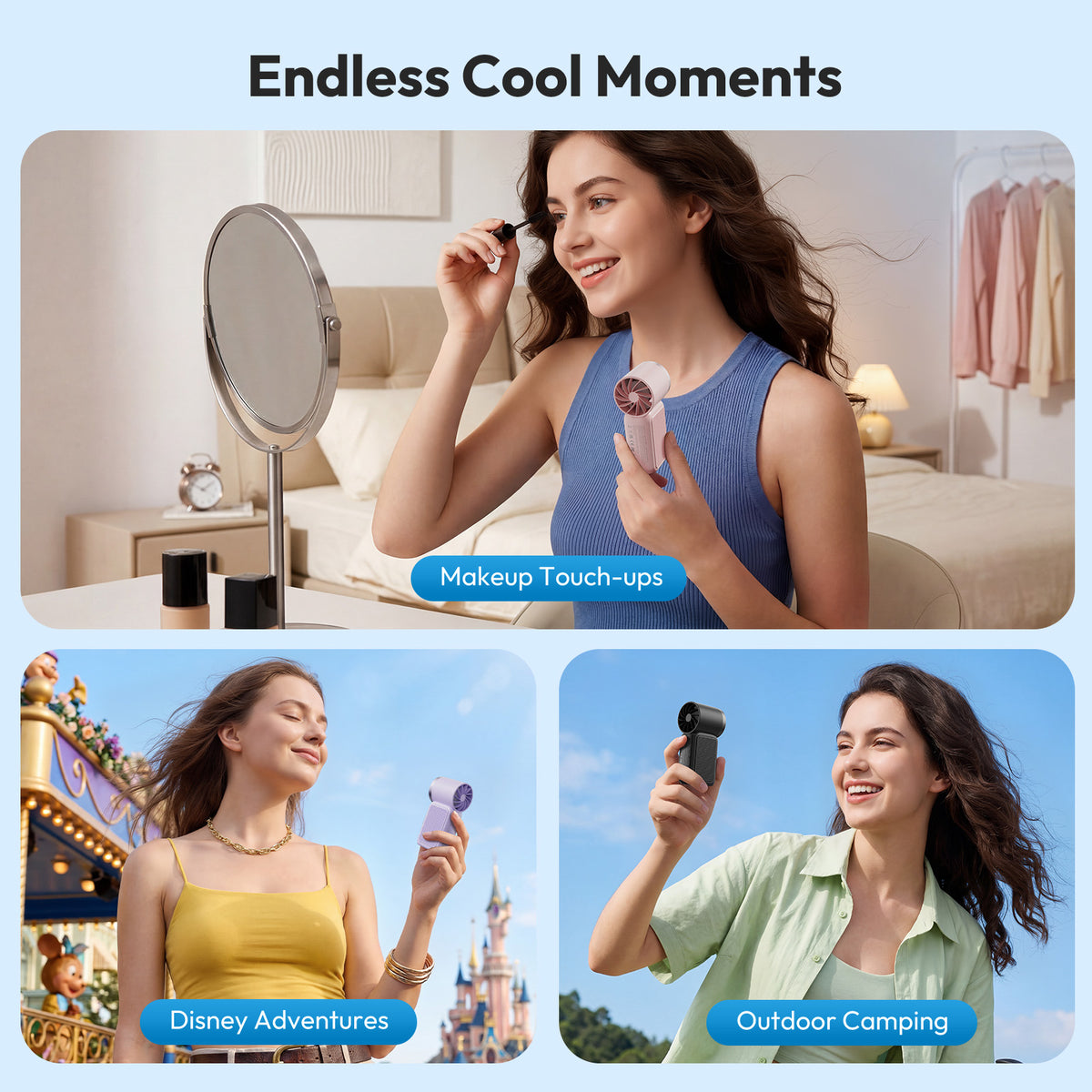 Gaiatop Ultra-Compact Turbo Handheld Fan with LED Display - Pocket-Sized, High-Speed Cooling HF-18