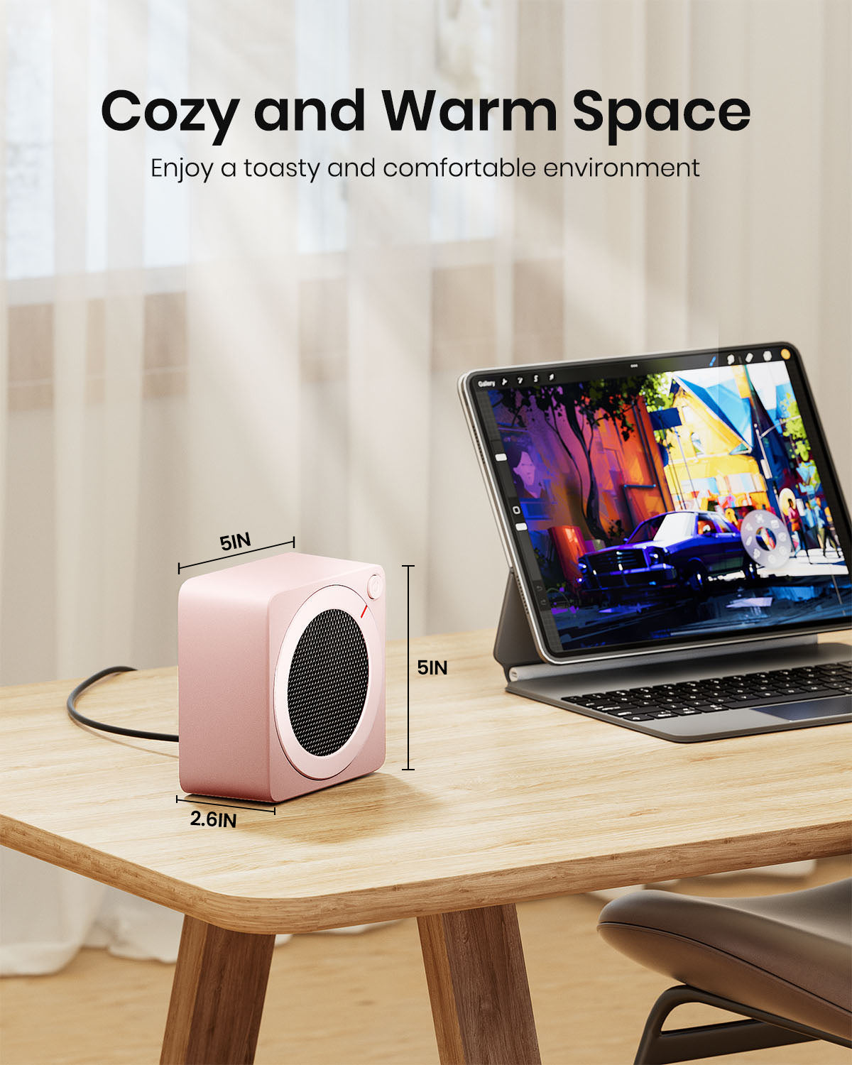 Gaiatop Mini Space Heater, 500W Fast Heating Portable Desk Electric Heater SH-02