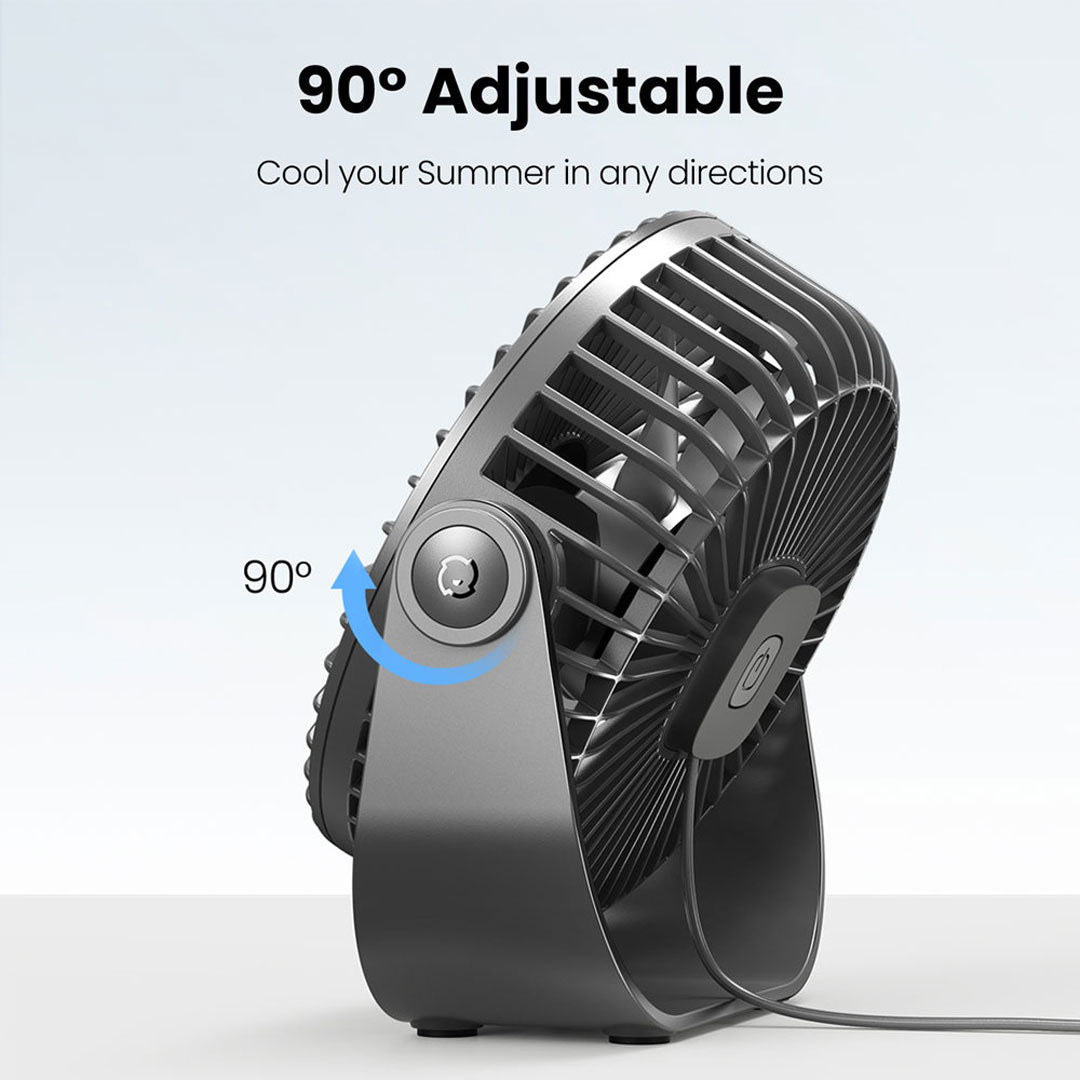 5.5-Inch USB Desk Fan with 3 Speeds Quiet Operation & 105° Adjustable Stand Compact Table Fan for Home Office & Travel TF-55B