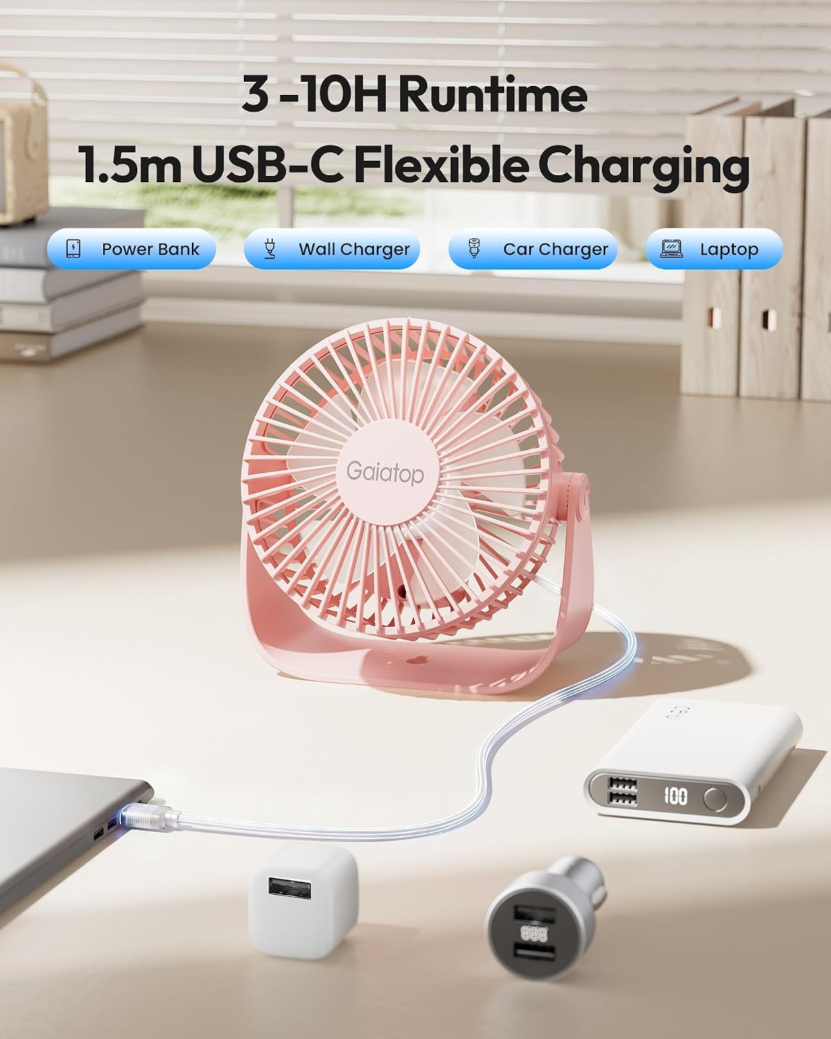 GAIATOP Small USB Desk Fan TF40