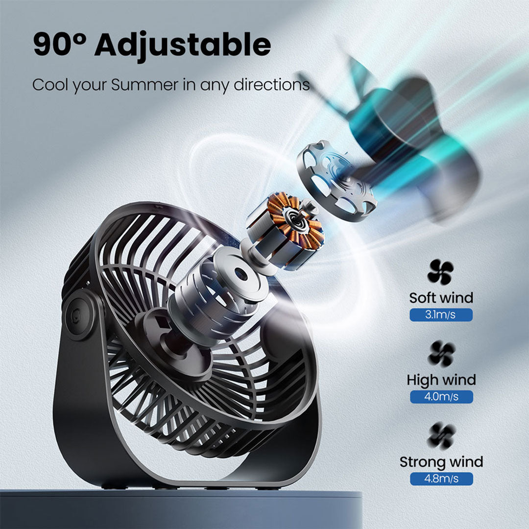 5.5-Inch USB Desk Fan with 3 Speeds Quiet Operation & 105° Adjustable Stand Compact Table Fan for Home Office & Travel TF-55B