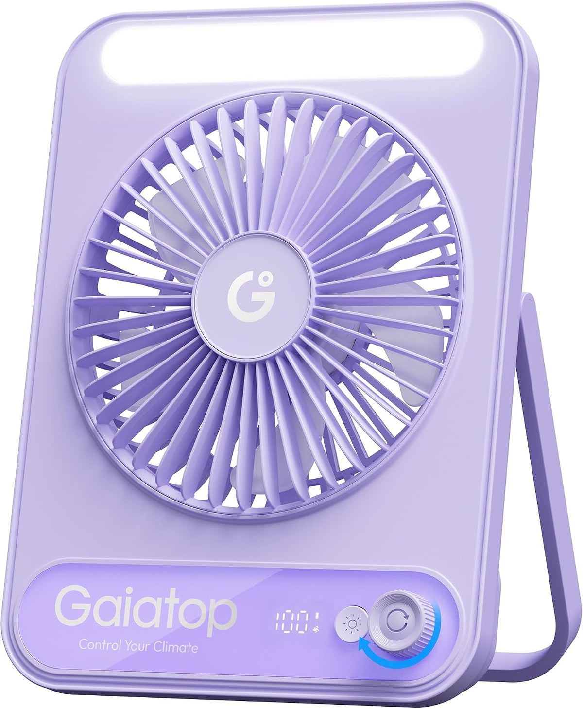 Gaiatop Small Desk Fan, 4000mAh Portable Fan for Travel with 3 LED Light, Max 18 Hrs Desk Fans Quiet for Bedside Desktop, Ultra-Slim Mini Fans,DF-03