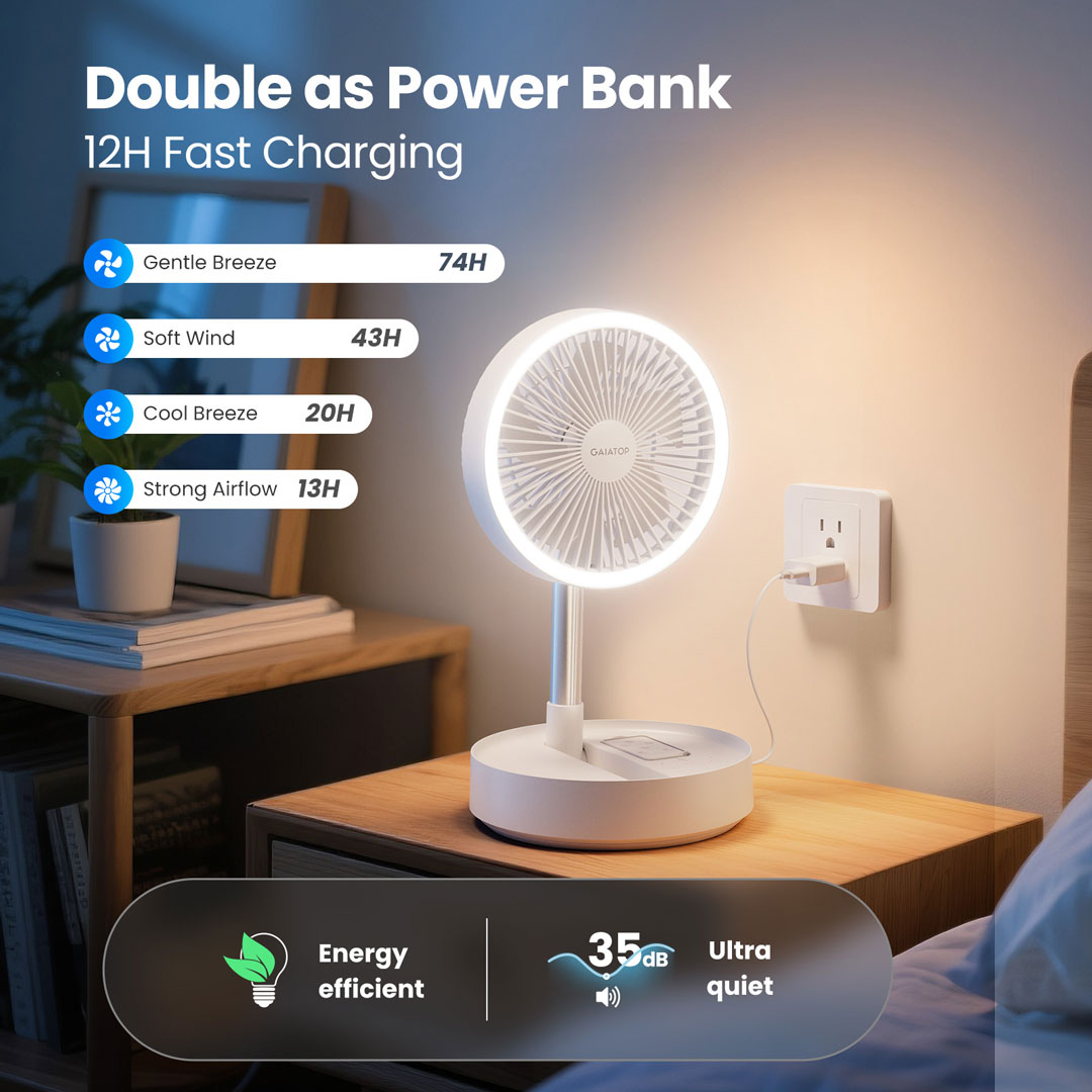 Gaiatop Portable Fan & Power Bank - 16,000mAh& Ultra-Quiet FF-02