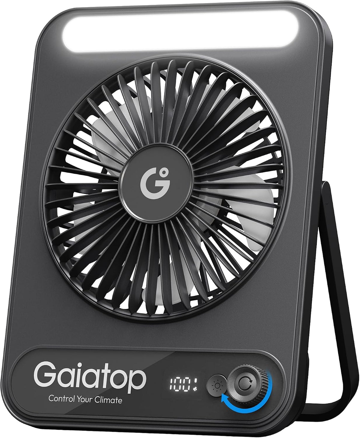 Gaiatop Small Desk Fan, 4000mAh Portable Fan for Travel with 3 LED Light, Max 18 Hrs Desk Fans Quiet for Bedside Desktop, Ultra-Slim Mini Fans,DF-03