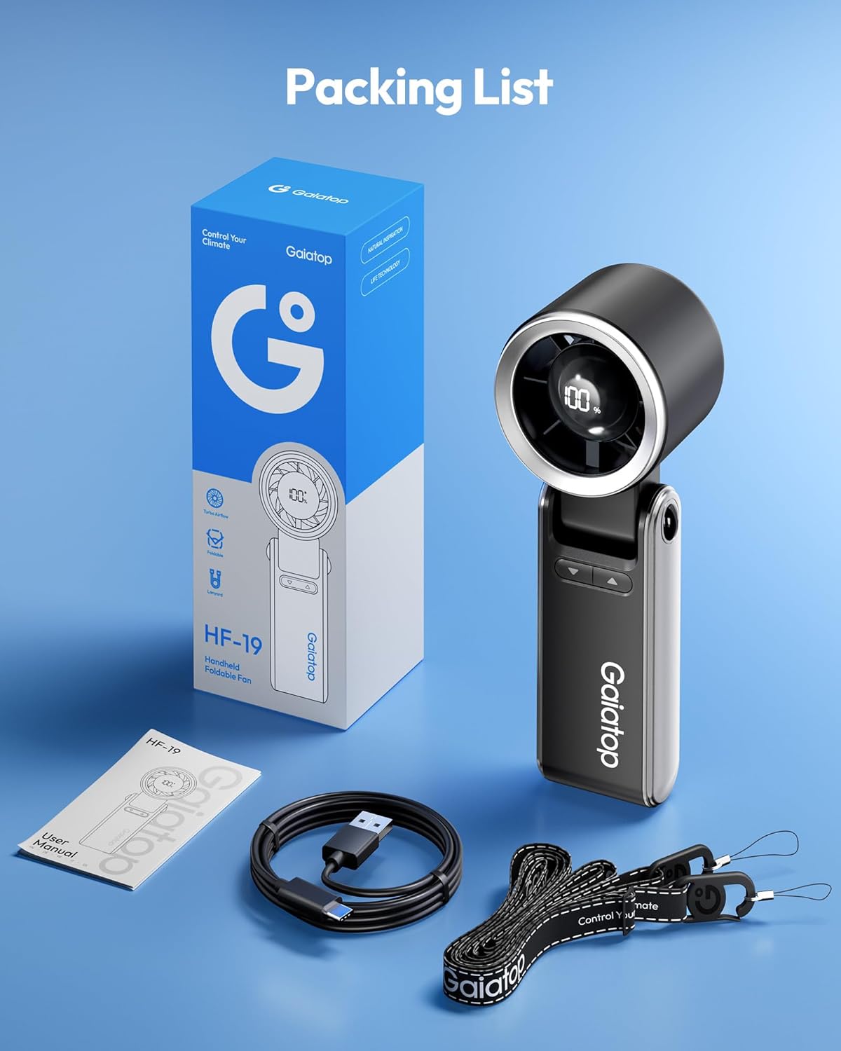 Gaiatop Portable Handheld Personal Fan HF-19A