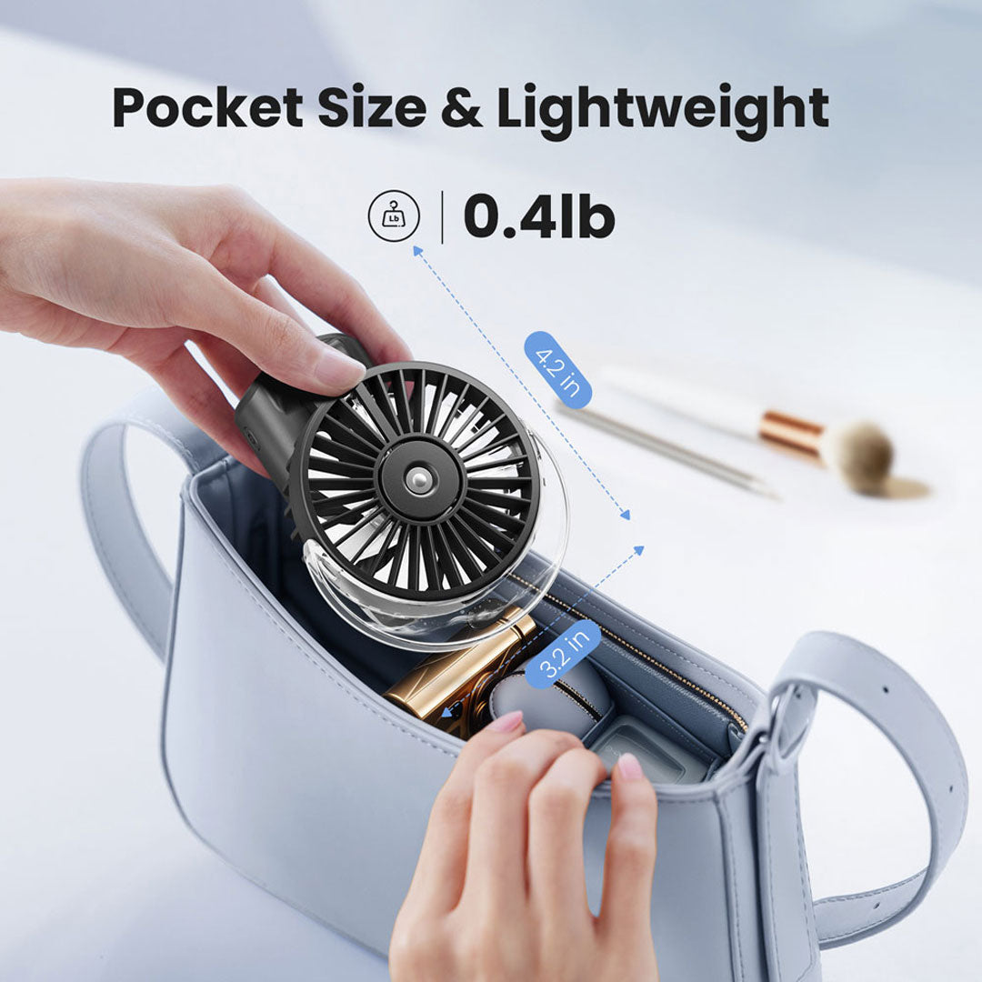 Gaiatop Portable Foldable Mist Fan With Digital Display 3-Speed USB Rechargeable Handheld & Desk Use HF-07