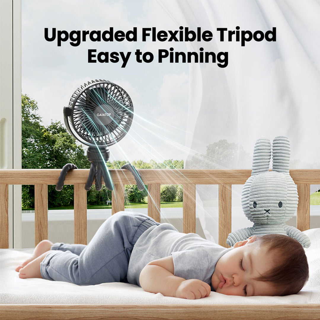 Gaiatop Octopus Clip Fan 4-Inch Portable USB Rechargeable 3-Speed Baby Stroller Fan With Flexible Tripod SF-40