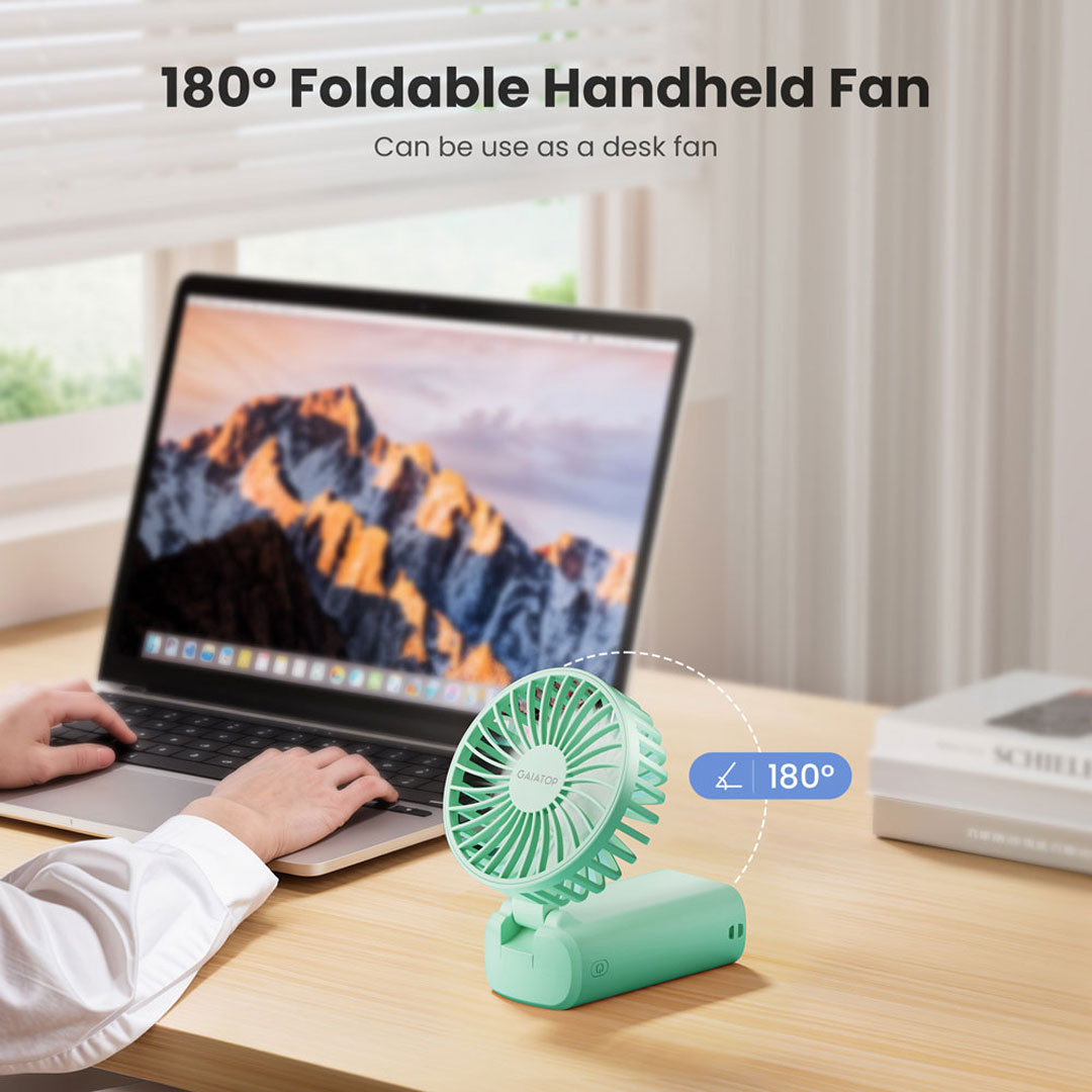 Gaiatop Portable Handheld Fan With Digital Display Foldable 3 Speed USB Ideal For Desk And Travel HF-06