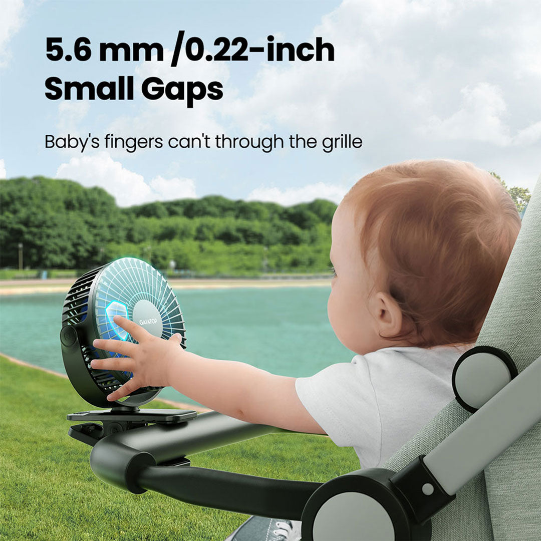 360° Baby-Safe Clip Fan 10H Runtime, 25dB Quiet & Military-Durable for Stroller/Desk CF-40