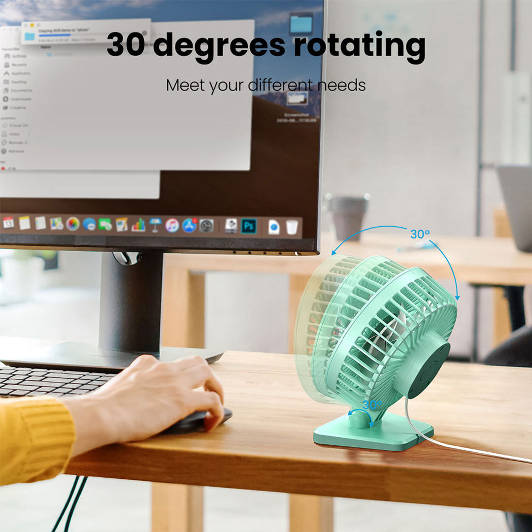 Gaiatop USB Powered Desk Fan 3-Speed Adjustable Quiet Small Fan for Home and Office TF-30