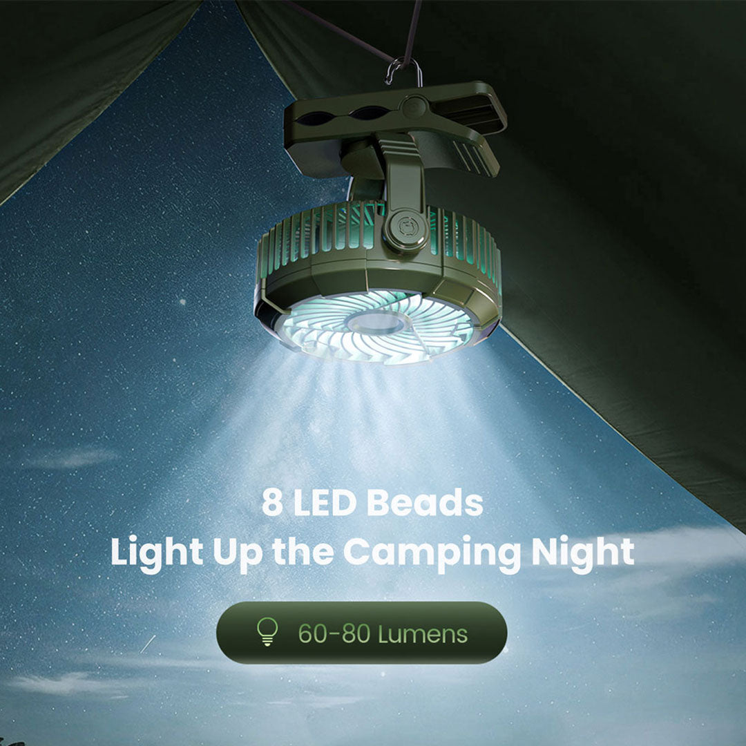 Convenient Outdoor Fan with LED Lighting, 360° Rotation, USB Charging - CP-02