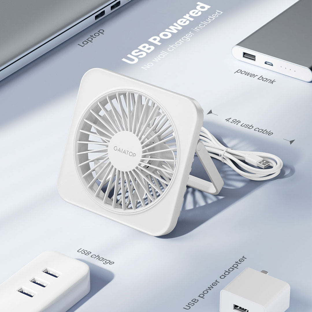 Gaiatop Compact Desktop Fan with 3 Speed Settings USB Charging Removable Front Cover - DF-01