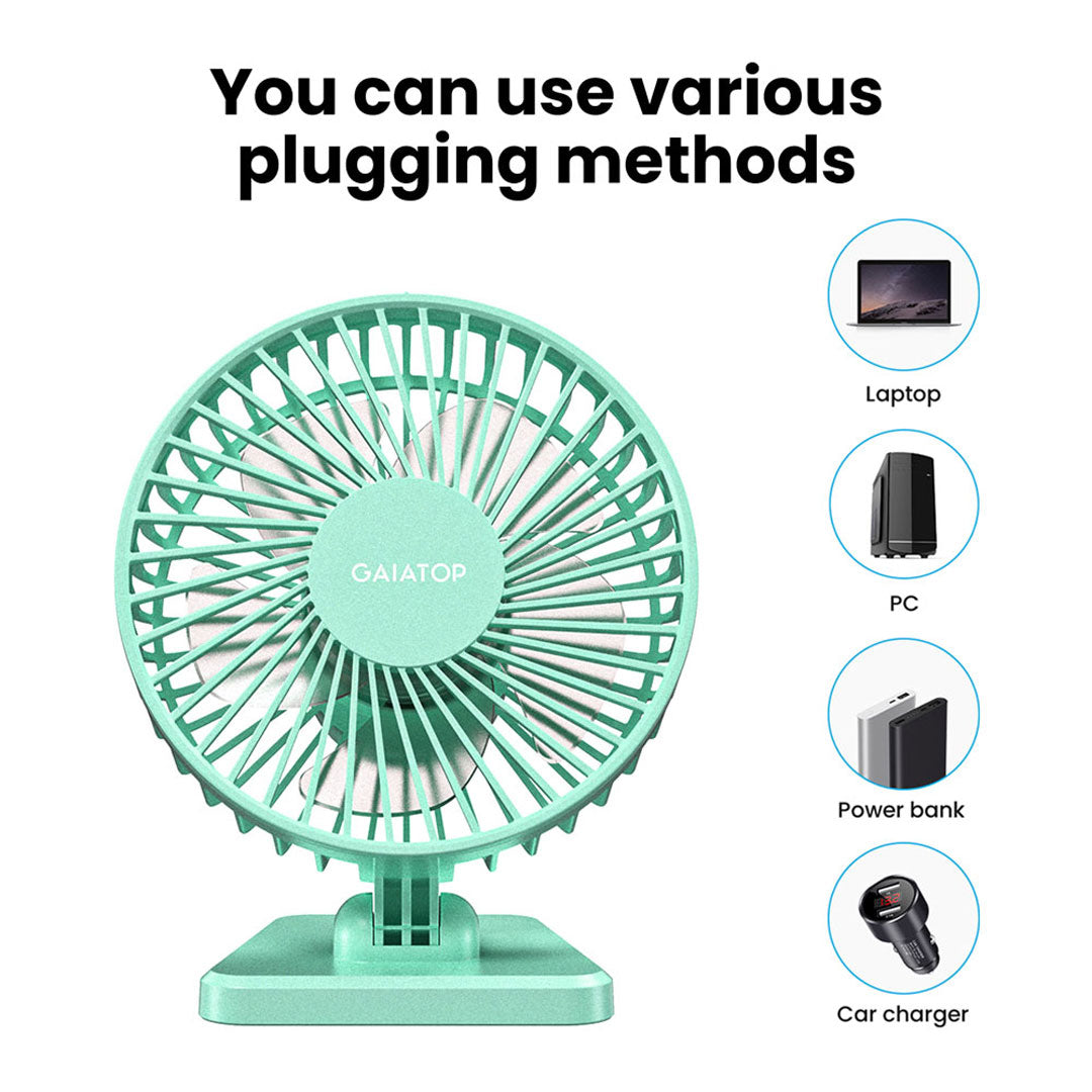 Gaiatop USB Powered Desk Fan 3-Speed Adjustable Quiet Small Fan for Home and Office TF-30