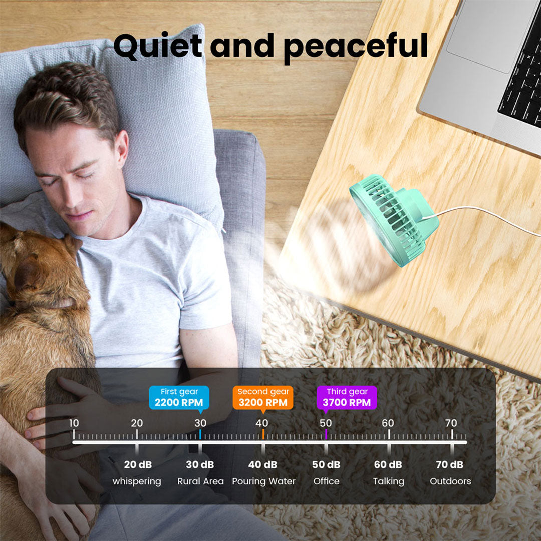 Gaiatop USB Powered Desk Fan 3-Speed Adjustable Quiet Small Fan for Home and Office TF-30