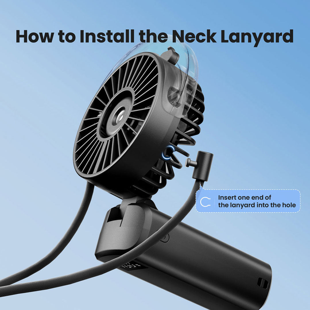 Gaiatop Portable Foldable Mist Fan With Digital Display 3-Speed USB Rechargeable Handheld & Desk Use HF-07