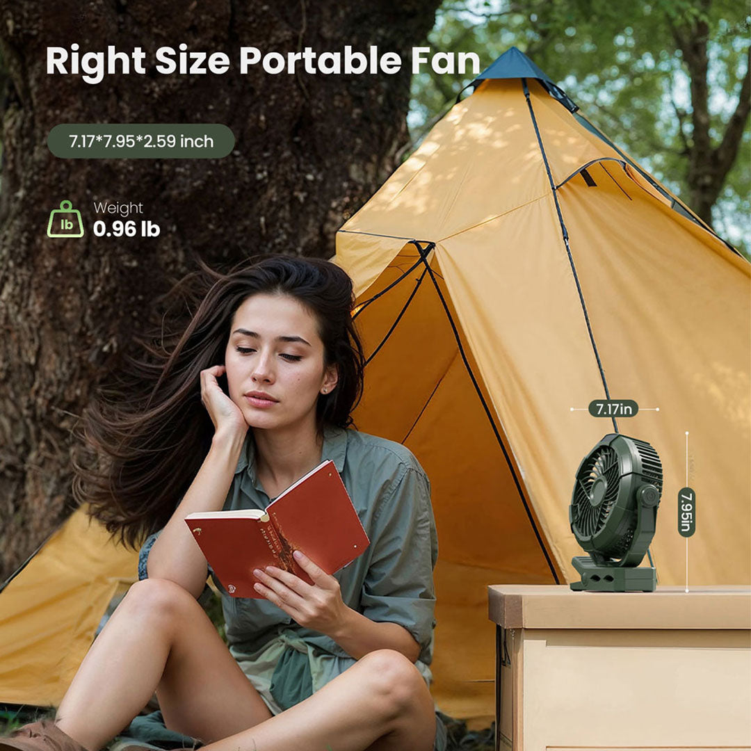 Convenient Outdoor Fan with LED Lighting, 360° Rotation, USB Charging - CP-02