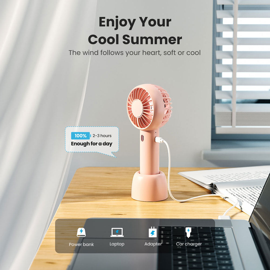 Gaiatop Travel Outdoor Handheld Fan 3-Speed Portable 7Hrs USB-C 98g Lightweight BP26