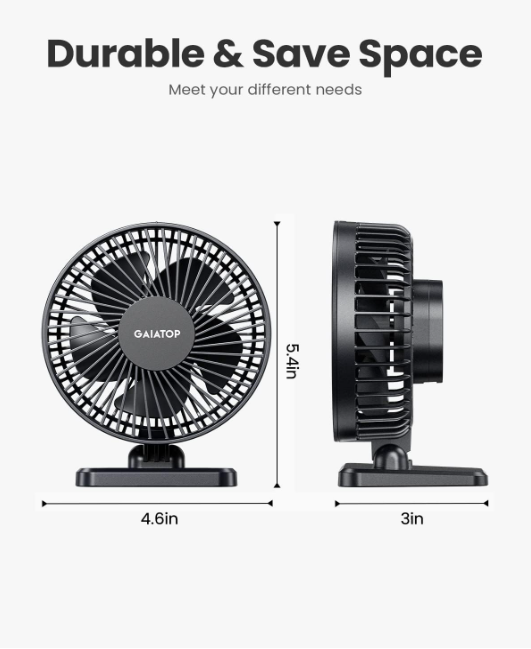 Gaiatop USB Desk Fan, Small But Powerful, Personal Portable Quiet 3 Speeds, Adjustable Mini Table Desktop fan for Cooling Home Office Car Summer Travel Gifts TF-30