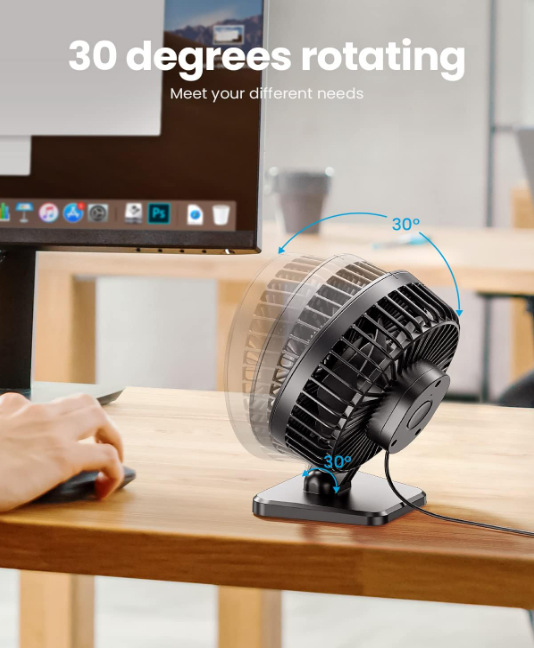 Gaiatop USB Desk Fan, Small But Powerful, Personal Portable Quiet 3 Speeds, Adjustable Mini Table Desktop fan for Cooling Home Office Car Summer Travel Gifts TF-30
