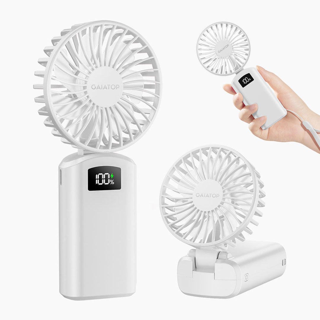 Gaiatop Portable Handheld Fan With Digital Display Foldable 3 Speed USB Ideal For Desk And Travel HF-06