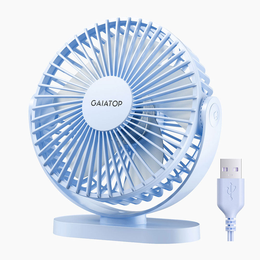 Gaiatop USB Desk Fan 5.5-Inch 3-Speed Quiet Table Fan with 105° Adjustable Stand for Office Home Travel & Outdoor Use TF55