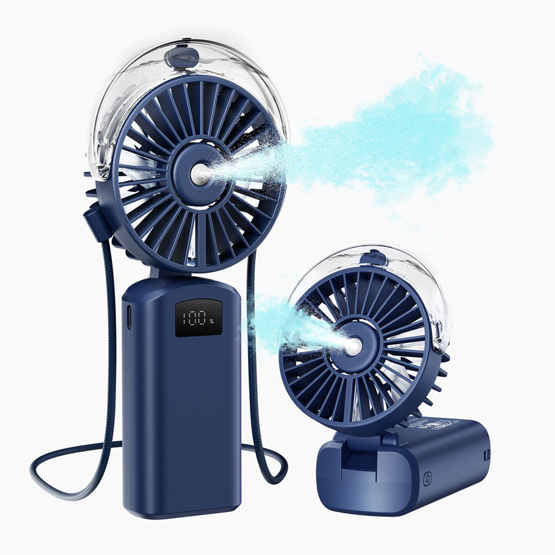 Gaiatop Portable Foldable Mist Fan With Digital Display 3-Speed USB Rechargeable Handheld & Desk Use HF-07