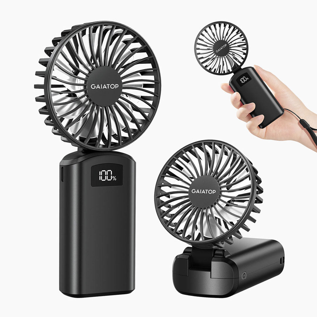 Gaiatop Portable Handheld Fan With Digital Display Foldable 3 Speed USB Ideal For Desk And Travel HF-06