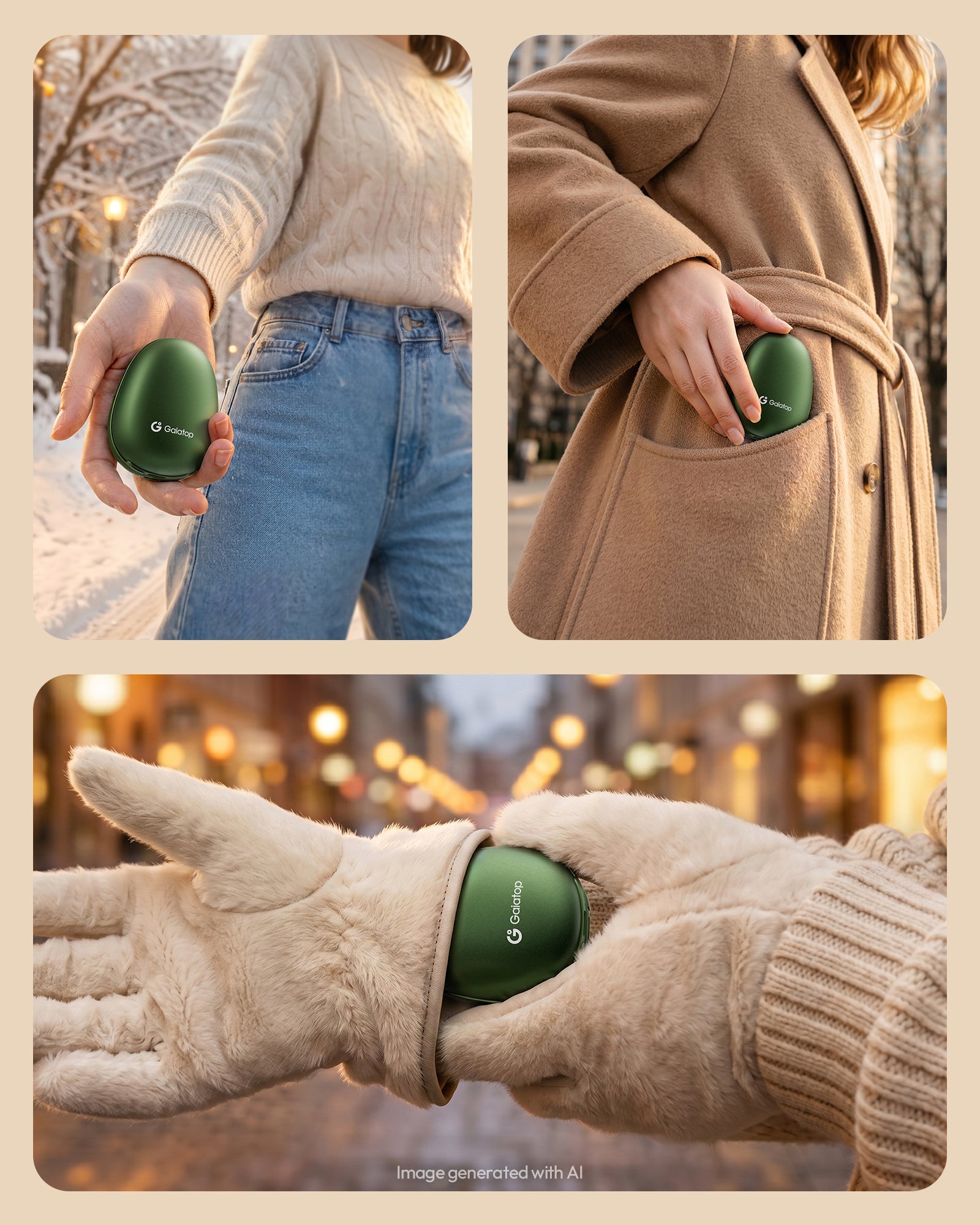Gaiatop Rechargeable Hand Warmers 2 Pack, Magnetic, Avocado HW-03A