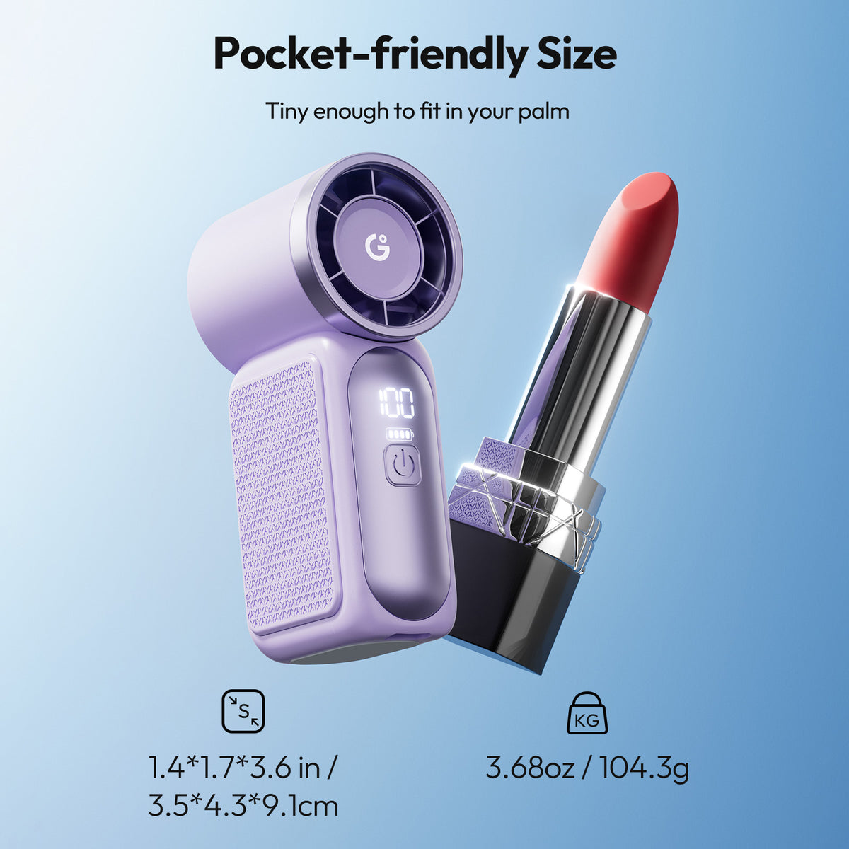 Gaiatop Ultra-Compact Turbo Handheld Fan with LED Display - Pocket-Sized, High-Speed Cooling HF-18