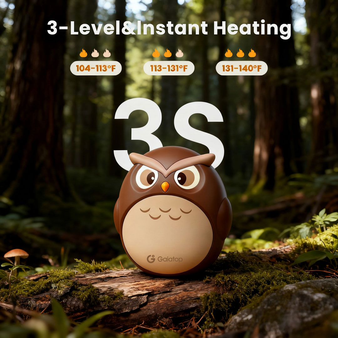 Pre-Sale:Gaiatop Owl Hand Warmer - 3 Temperature Adjustments Portable and Cute the Perfect Winter Gift
