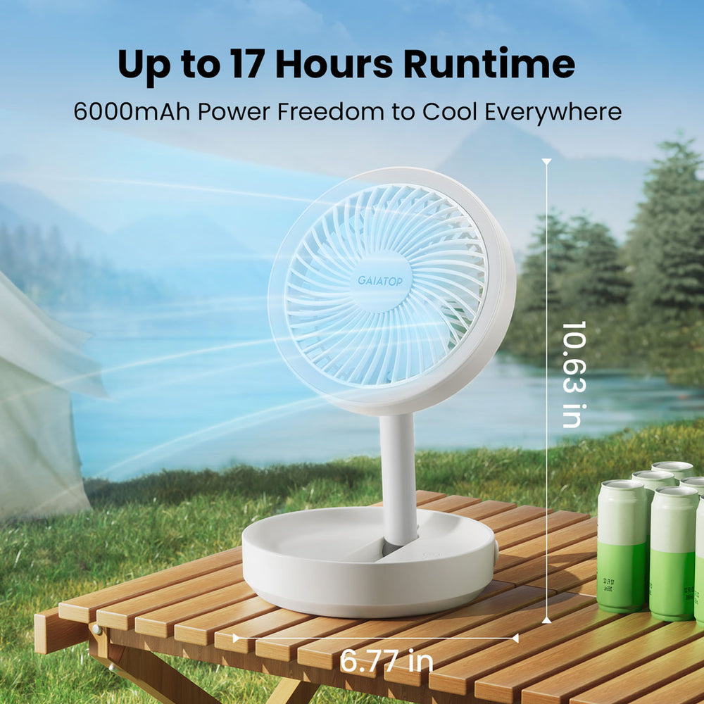 Gaiatop Foldable Desk Fan – 3-Speed Portable Fan with LED Light & Long ...