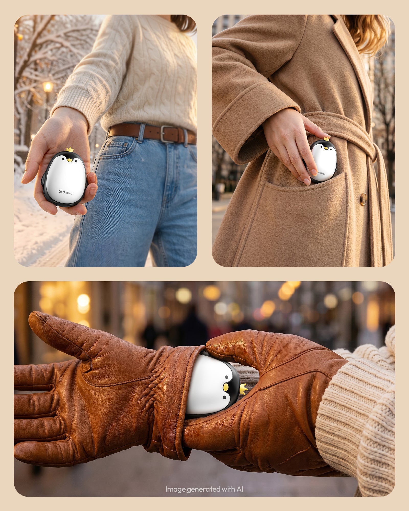 Gaiatop Magnetic Hand Warmers Rechargeable 2 Pack, Pocket Penguin HW-05A