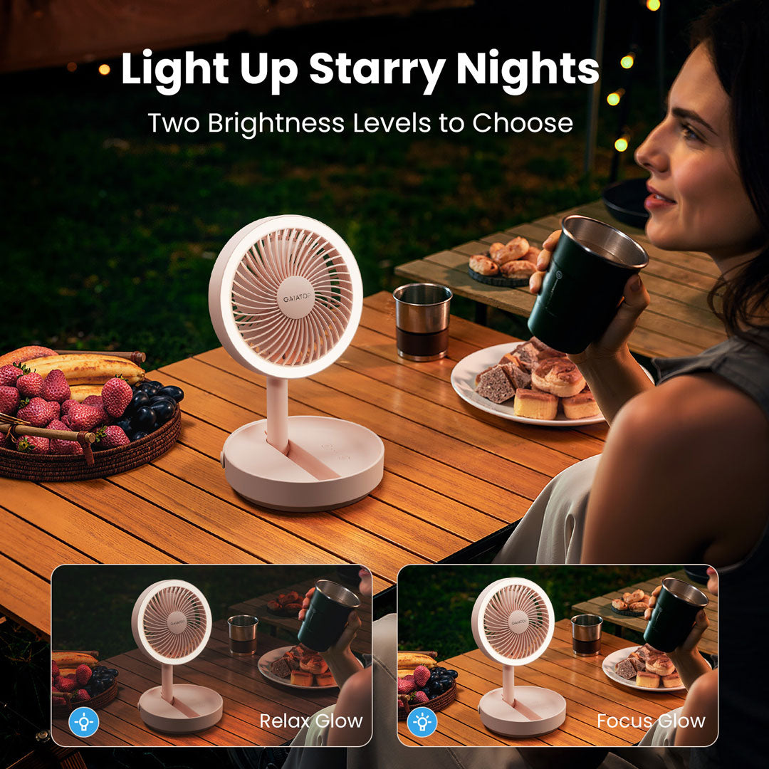 Gaiatop Foldable Rechargeable Table Fan with LED Light FF-01