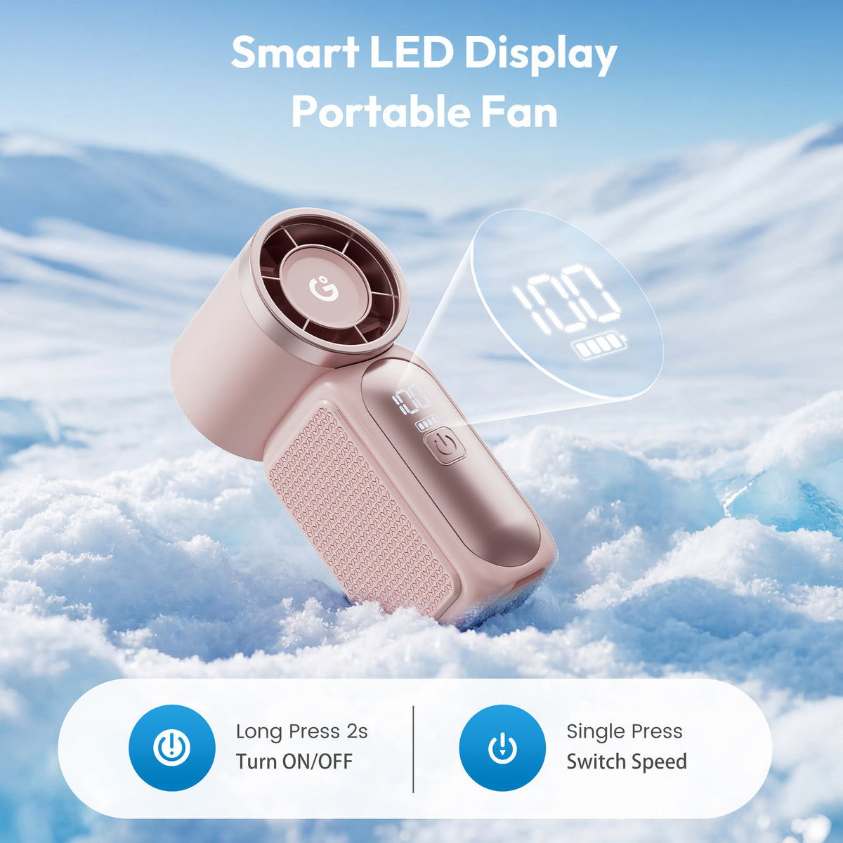 Gaiatop Ultra-Compact Turbo Handheld Fan with LED Display - Pocket-Sized, High-Speed Cooling HF-18