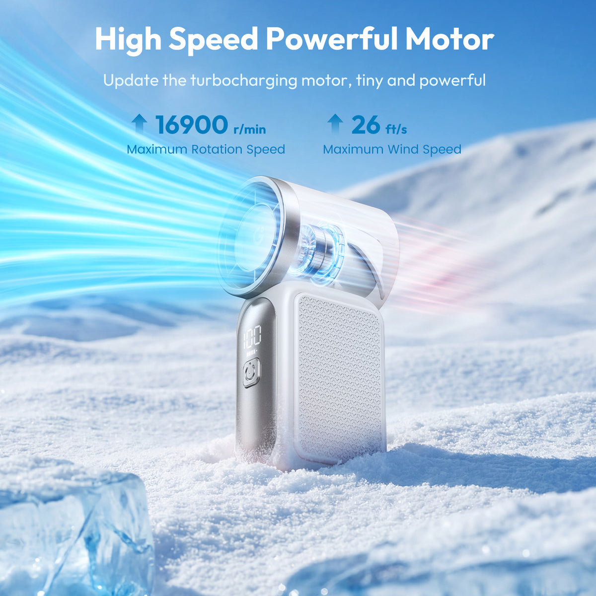 Gaiatop Ultra-Compact Turbo Handheld Fan with LED Display - Pocket-Sized, High-Speed Cooling HF-18