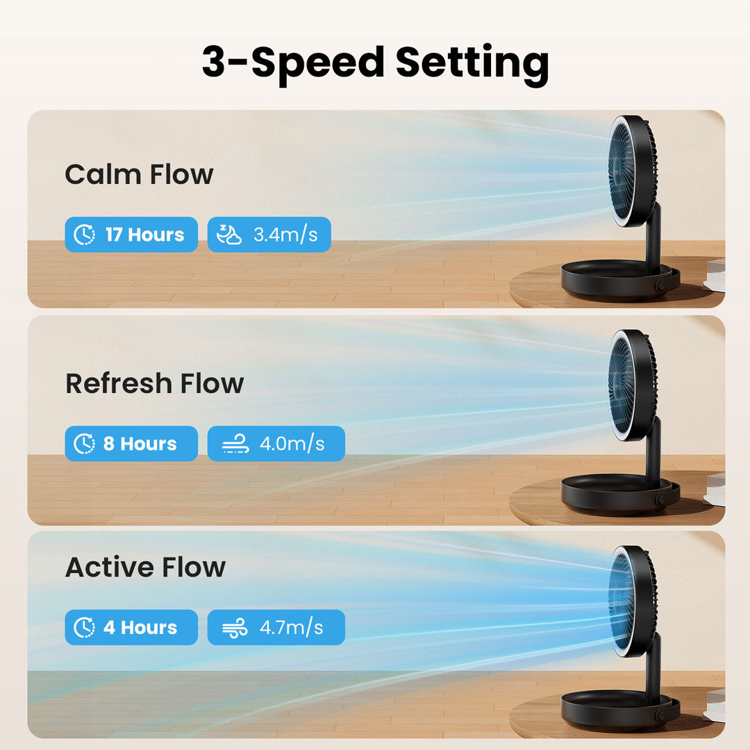 Gaiatop Foldable Rechargeable Table Fan with LED Light FF-01