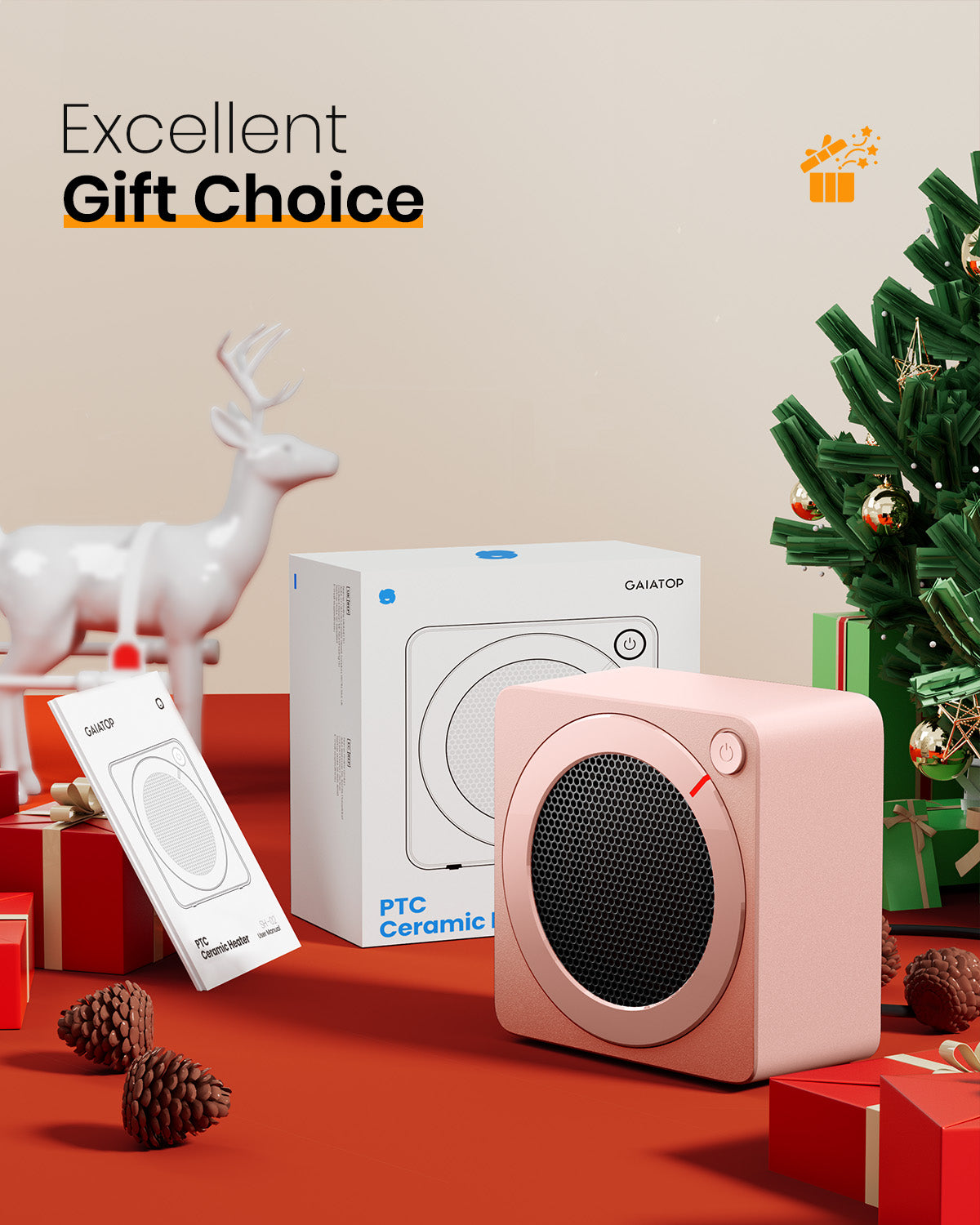 Gaiatop Mini Space Heater, 500W Fast Heating Portable Desk Electric Heater SH-02