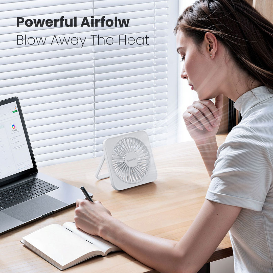 Gaiatop Compact Desktop Fan with 3 Speed Settings USB Charging Removable Front Cover - DF-01