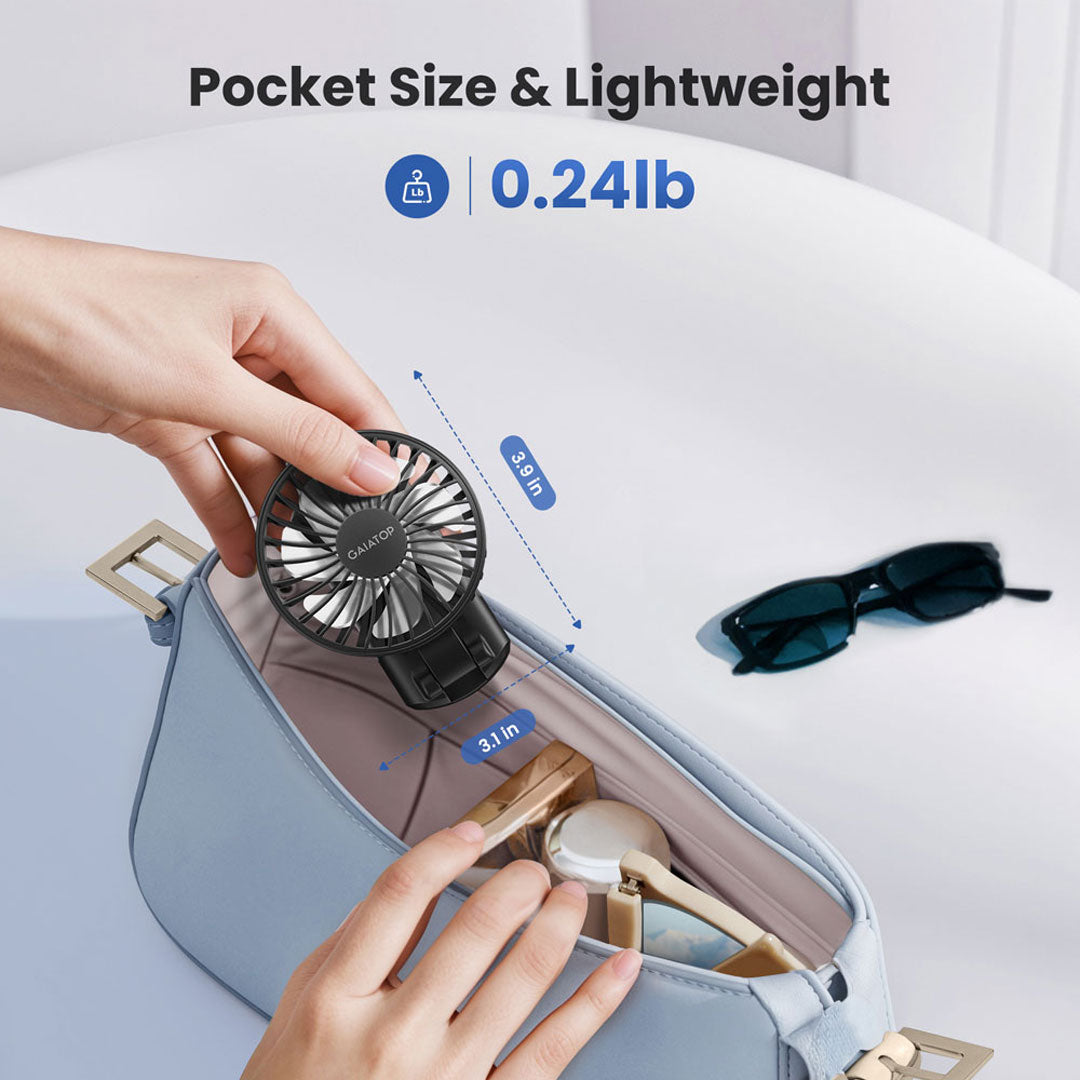 Gaiatop Portable Handheld Fan With Digital Display Foldable 3 Speed USB Ideal For Desk And Travel HF-06