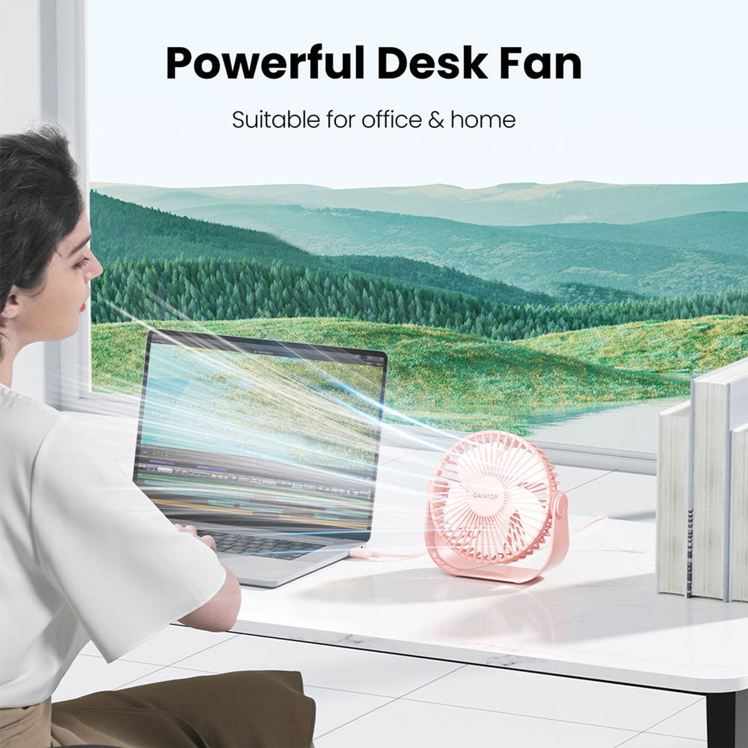 5.5-Inch USB Desk Fan with 3 Speeds Quiet Operation & 105° Adjustable Stand Compact Table Fan for Home Office & Travel  TF-55B