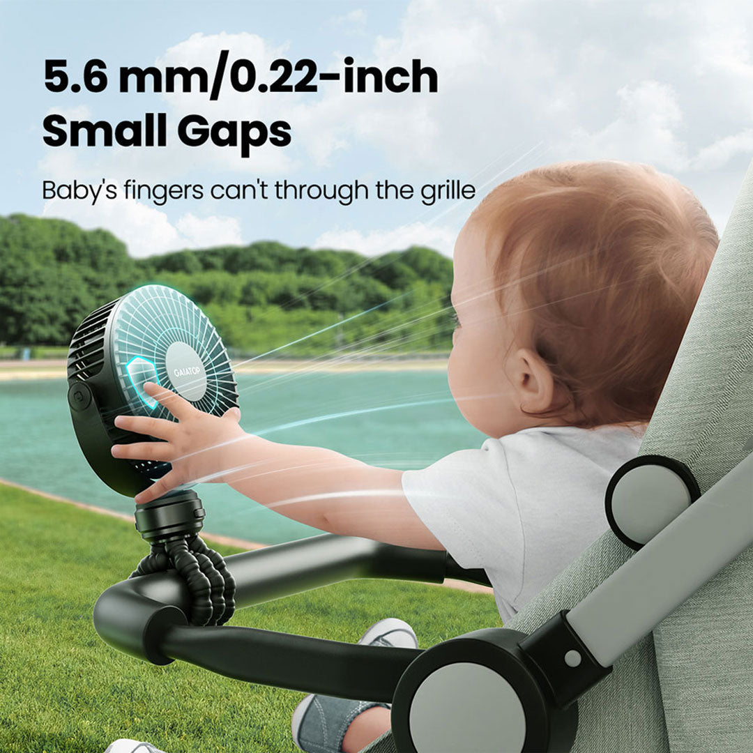 Gaiatop Octopus Clip Fan 4-Inch Portable USB Rechargeable 3-Speed Baby Stroller Fan With Flexible Tripod SF-40