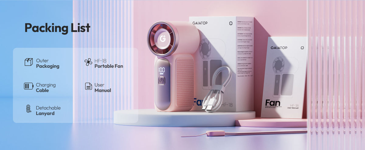 Gaiatop Ultra-Compact Turbo Handheld Fan with LED Display - Pocket-Sized, High-Speed Cooling HF-18