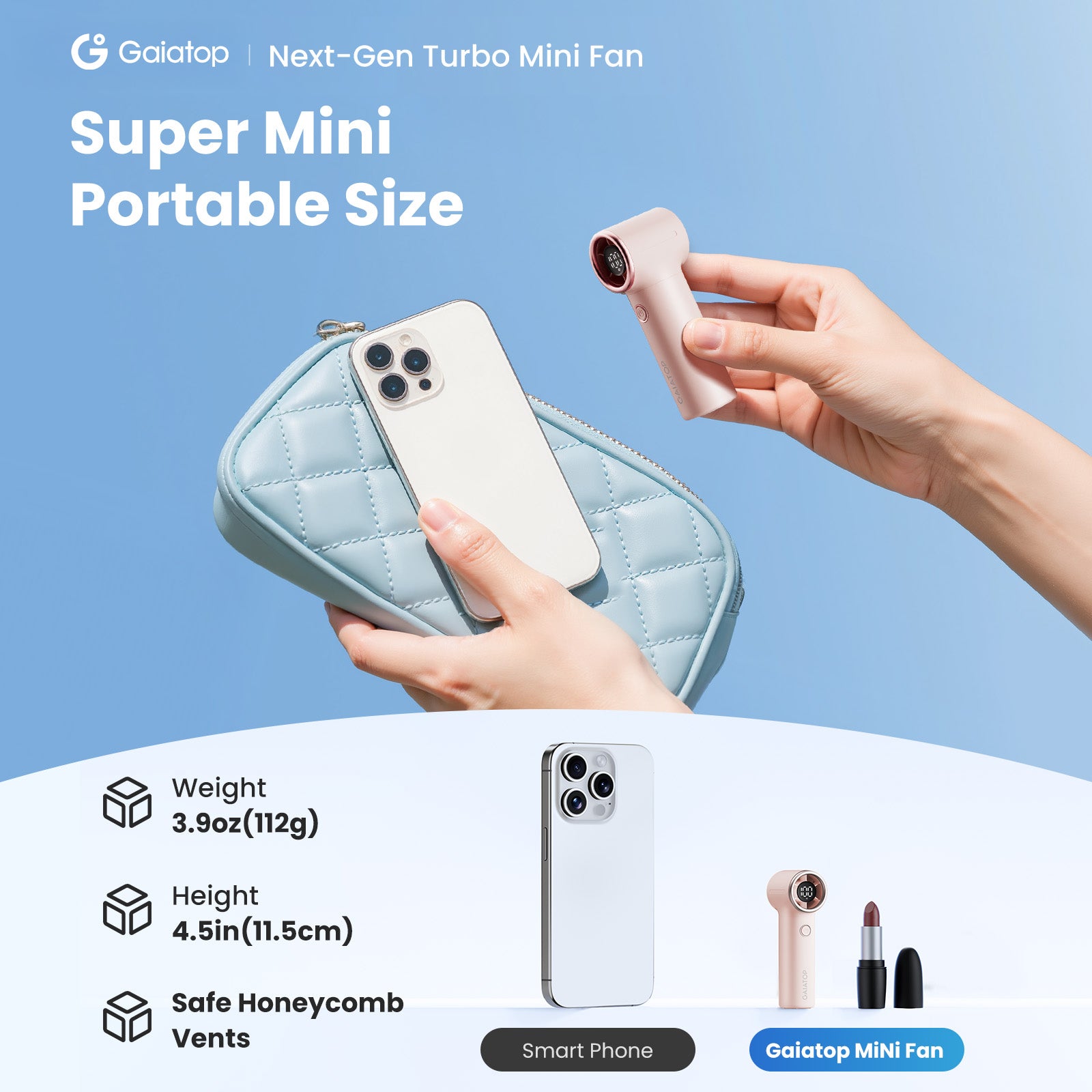 Gaiatop Next-Gen Turbo Mini Fan – Ultra-Compact, High-Speed Cooling with Adjustable Wind Speed HF-20