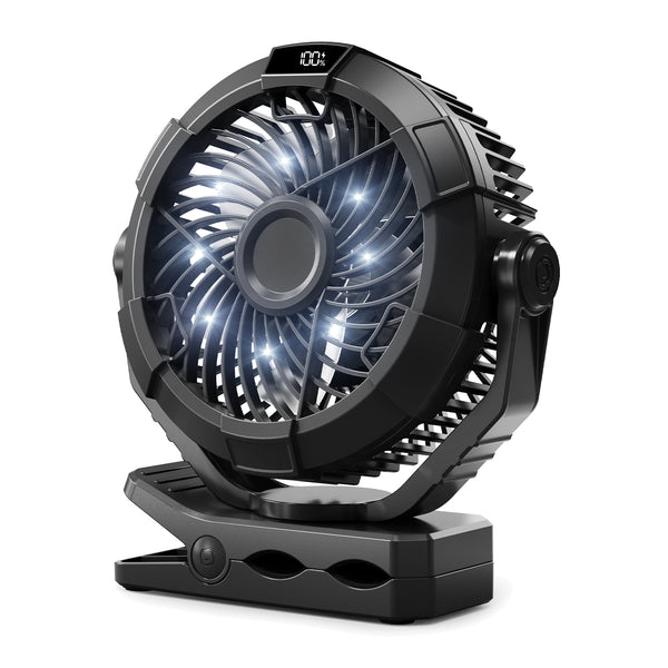 Convenient Outdoor Fan with LED Lighting, 360° Rotation, USB Charging - CP-02