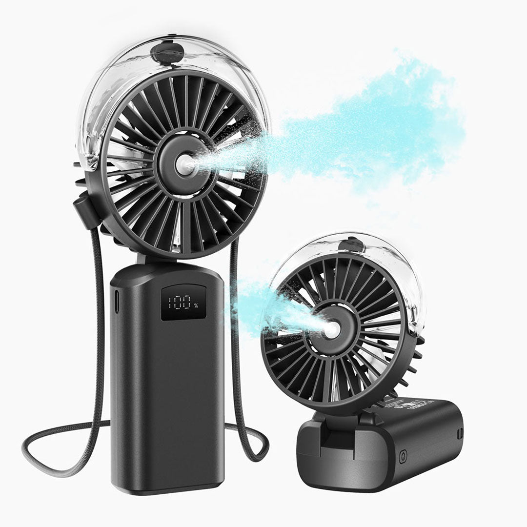 Gaiatop Portable Foldable Mist Fan With Digital Display 3-Speed USB Rechargeable Handheld & Desk Use HF-07